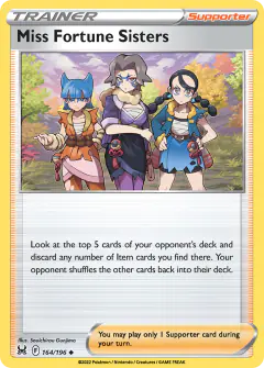 Miss Fortune Sisters card (Lost Origin 164) with Charm in the artwork