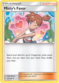 Misty's Favor card (Unified Minds 202) with Dewgong in the artwork