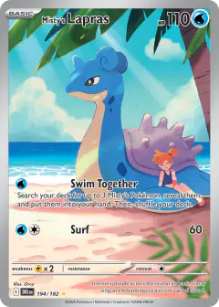 Misty's Lapras card (Destined Rivals 194) with Misty in the artwork