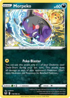 Morpeko card (Silver Tempest 116) with Dedenne in the artwork
