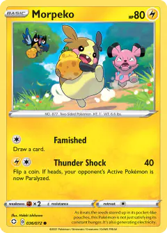 Morpeko card (Shining Fates 36) with Snubbull in the artwork