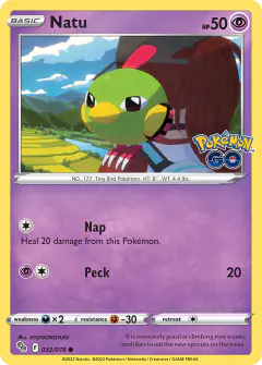 Natu card (Pokémon GO 32) with Pokémon GO Trainer in the artwork