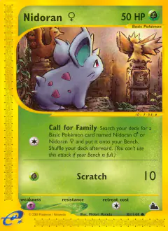 Nidoran♀ card (Skyridge 81) with Zapdos in the artwork