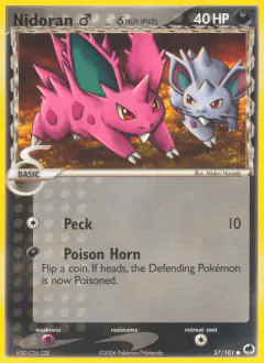 Nidoran♂ card (Dragon Frontiers 57) with Nidoran♀ in the artwork