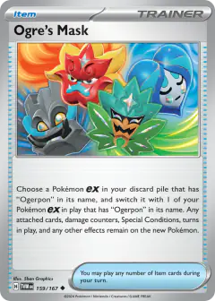 Ogre's Mask card (Twilight Masquerade 159) with Ogerpon in the artwork