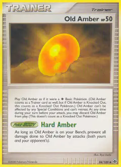 Old Amber card (Majestic Dawn 84) with Aerodactyl in the artwork