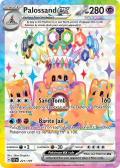 Palossand ex card (Surging Sparks 221) with Terapagos in the artwork
