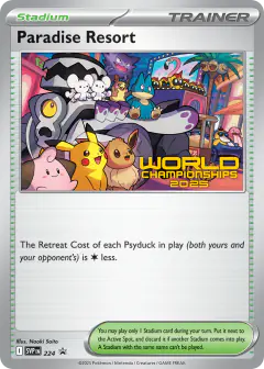 Paradise Resort card (Scarlet & Violet Black Star Promos 224) with Falinks in the artwork
