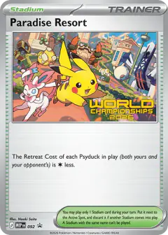 Paradise Resort card (Mega Evolution Black Star Promos 92) with Pikachu in the artwork