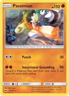 Passimian card (Burning Shadows 79) with Lucario in the artwork