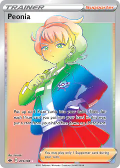 Peonia card (Chilling Reign 219) with Pikachu in the artwork