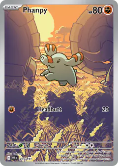 Phanpy card (Surging Sparks 205) with Donphan in the artwork