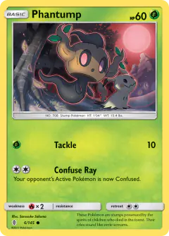 Phantump card (Guardians Rising 6) with Mimikyu in the artwork