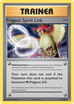 Pidgeot Spirit Link card (Evolutions 81) with Mega Pidgeot in the artwork