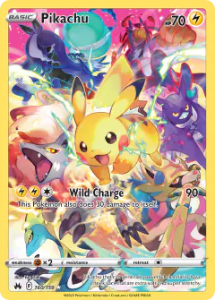 Pikachu card (Crown Zenith 160) with Inteleon in the artwork