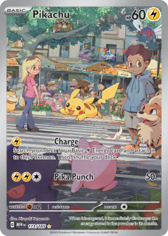 Pikachu card (151 173) with Caterpie in the artwork