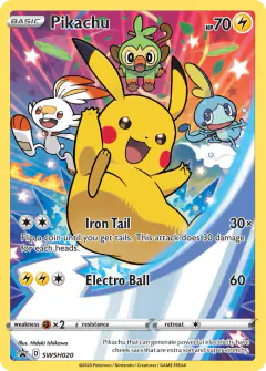 Pikachu card (SWSH Black Star Promos 20) with Scorbunny in the artwork