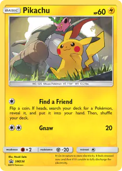 Pikachu card (Sun & Moon Black Star Promos 234) with Unown in the artwork