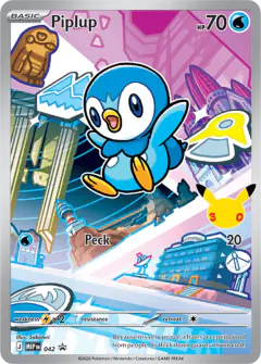 Piplup card (Mega Evolution Black Star Promos 42) with Croagunk in the artwork