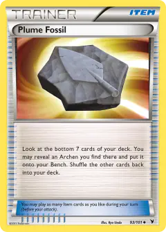 Plume Fossil card (Noble Victories 93) with Archen in the artwork