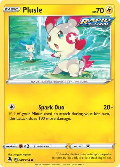 Plusle card (Fusion Strike 89) with Minun in the artwork