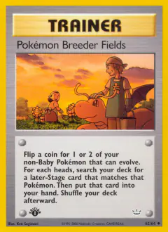 Pokémon Breeder Fields card (Neo Revelation 62) with Sunflora in the artwork