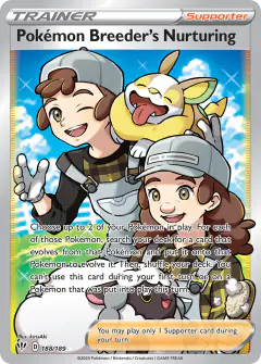Pokémon Breeder's Nurturing card (Darkness Ablaze 188) with Yamper in the artwork