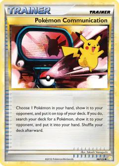 Pokémon Communication card (HeartGold & SoulSilver Base 98) with Pikachu in the artwork