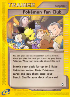Pokémon Fan Club card (Aquapolis 130) with Pichu in the artwork
