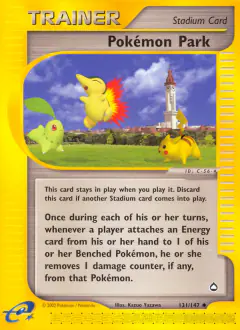 Pokémon Park card (Aquapolis 131) with Pikachu in the artwork