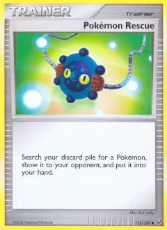 Pokémon Rescue card (Platinum Base 115) with Bronzor in the artwork