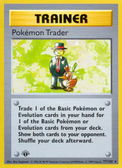 Pokémon Trader card (Base Set 77) with Farfetch'd in the artwork