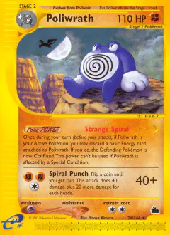 Poliwrath card (Skyridge 26) with Aerodactyl in the artwork