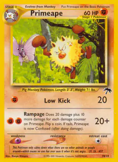 Primeape card (Southern Islands 18) with Venomoth in the artwork
