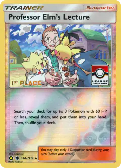 Professor Elm's Lecture card (Lost Thunder 188a) with Pichu in the artwork