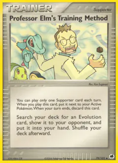 Professor Elm's Training Method card (Dragon Frontiers 79) with Chikorita in the artwork