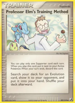 Professor Elm's Training Method card (Unseen Forces 89) with Chikorita in the artwork