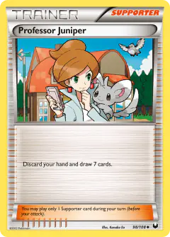 Professor Juniper card (Dark Explorers 98) with Minccino in the artwork