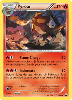 Pyroar card (Steam Siege 23) with Braviary in the artwork