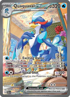 Quaquaval ex card (Paldea Evolved 260) with Roserade in the artwork