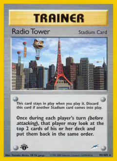Radio Tower card (Neo Destiny 95) with Meowth in the artwork