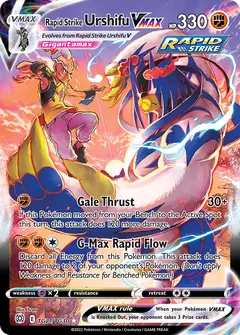 Rapid Strike Urshifu VMAX card (Brilliant Stars Trainer Gallery TG21) with Mustard in the artwork