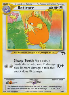 Raticate card (Southern Islands 6) with Ivysaur in the artwork