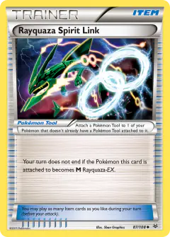 Rayquaza Spirit Link card (Roaring Skies 87) with Mega Rayquaza in the artwork