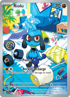 Riolu card (Scarlet & Violet Base 215) with Lucario in the artwork