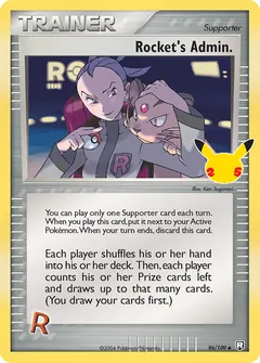 Rocket's Admin. card (Celebrations: Classic Collection 86) with Sird in the artwork