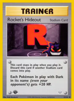 Rocket's Hideout card (Neo Revelation 63) with Gengar in the artwork
