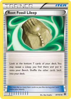 Root Fossil Lileep card (Plasma Blast 87) with Lileep in the artwork