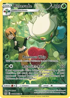 Roserade card (Lost Origin Trainer Gallery TG02) with Gardenia in the artwork