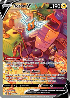 Rotom V card (Lost Origin 177) with Heat Rotom in the artwork